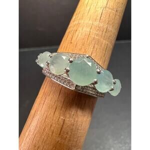 NEW Grandidierite and zircon sterling silver ring size 8
